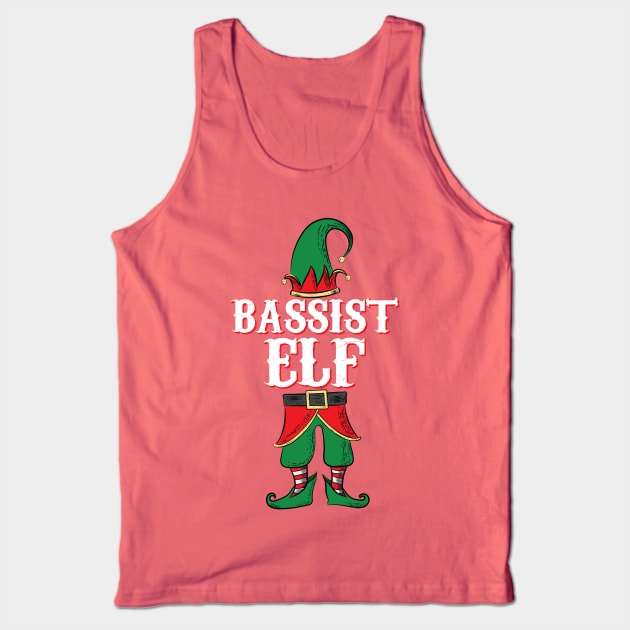 Bassist Elf - Christmas Gift Idea for Bass Players print Tank Top by Vector Deluxe